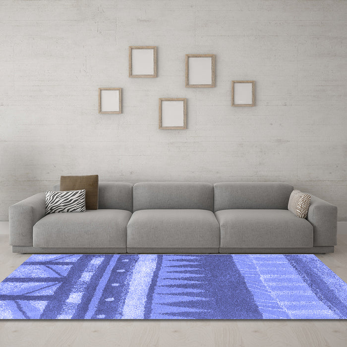 Machine Washable Abstract Blue Contemporary Rug in a Living Room, wshcon2607blu