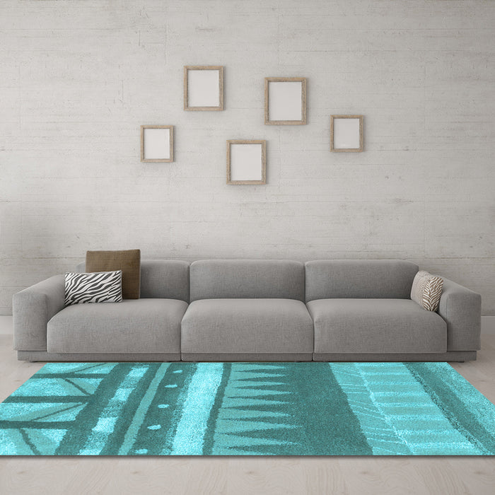 Machine Washable Abstract Light Blue Contemporary Rug in a Living Room, wshcon2607lblu