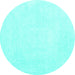 Round Solid Turquoise Modern Rug, con2608turq