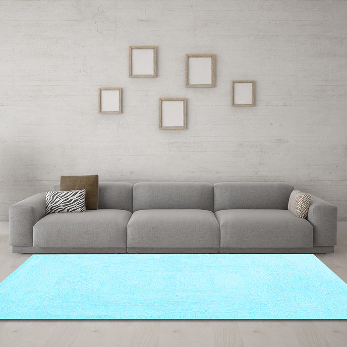 Machine Washable Solid Light Blue Modern Rug in a Living Room, wshcon2608lblu