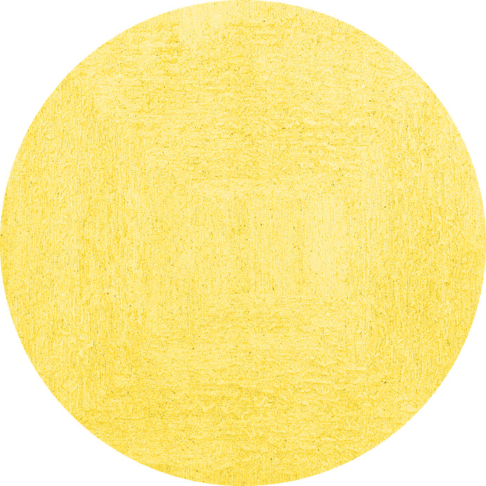 Round Machine Washable Solid Yellow Modern Rug, wshcon2608yw