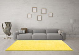 Machine Washable Solid Yellow Modern Rug in a Living Room, wshcon2608yw