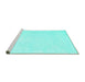 Sideview of Machine Washable Solid Turquoise Modern Area Rugs, wshcon2608turq