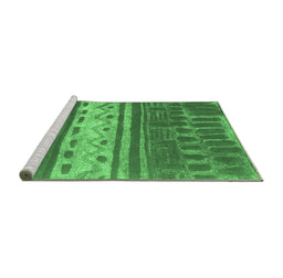 Sideview of Machine Washable Southwestern Emerald Green Country Area Rugs, wshcon2609emgrn