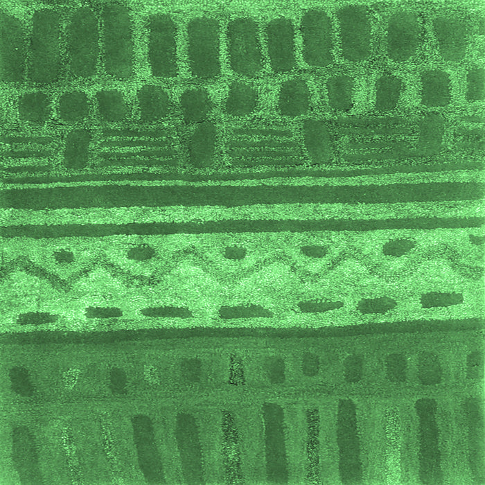 Square Machine Washable Southwestern Emerald Green Country Area Rugs, wshcon2609emgrn