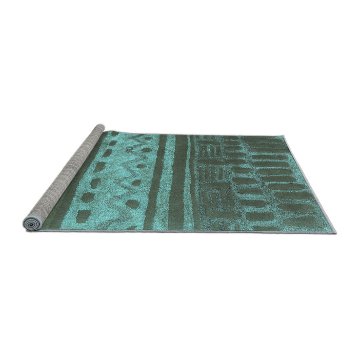 Sideview of Machine Washable Southwestern Light Blue Country Rug, wshcon2609lblu