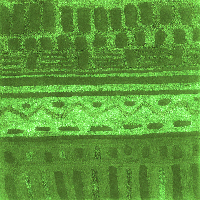 Round Machine Washable Southwestern Green Country Area Rugs, wshcon2609grn