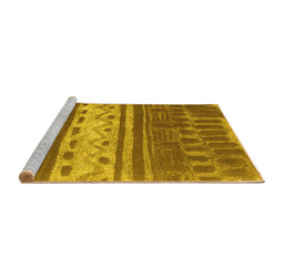 Sideview of Machine Washable Southwestern Yellow Country Rug, wshcon2609yw