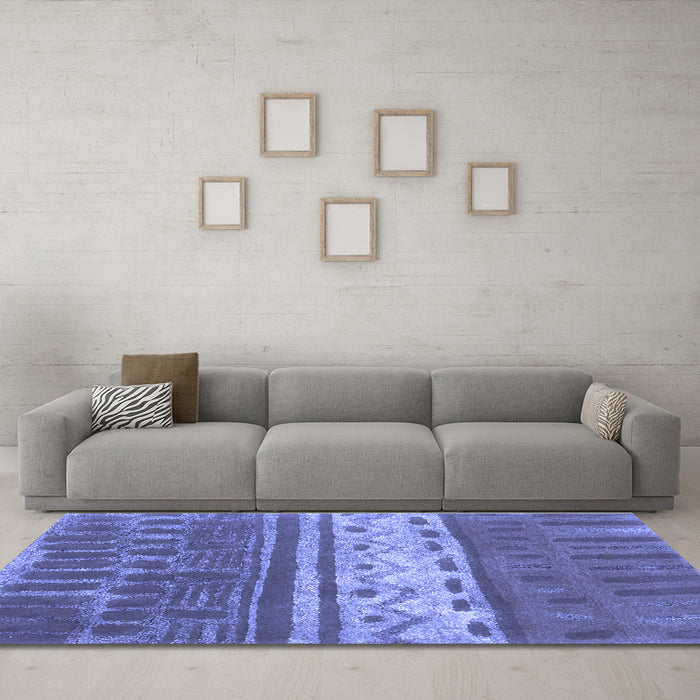 Machine Washable Southwestern Blue Country Rug in a Living Room, wshcon2609blu