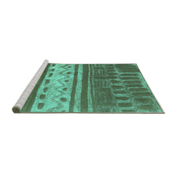 Sideview of Machine Washable Southwestern Turquoise Country Area Rugs, wshcon2609turq