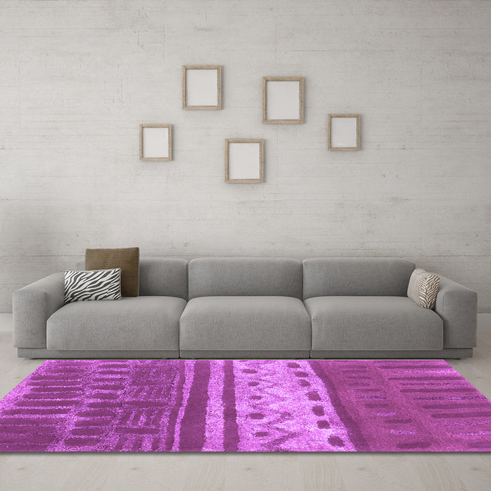 Machine Washable Southwestern Purple Country Area Rugs in a Living Room, wshcon2609pur