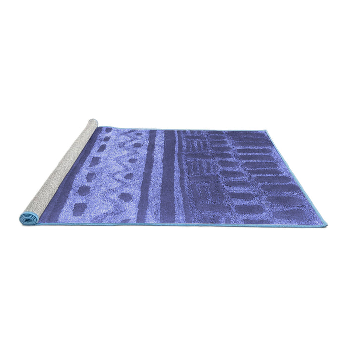 Sideview of Machine Washable Southwestern Blue Country Rug, wshcon2609blu