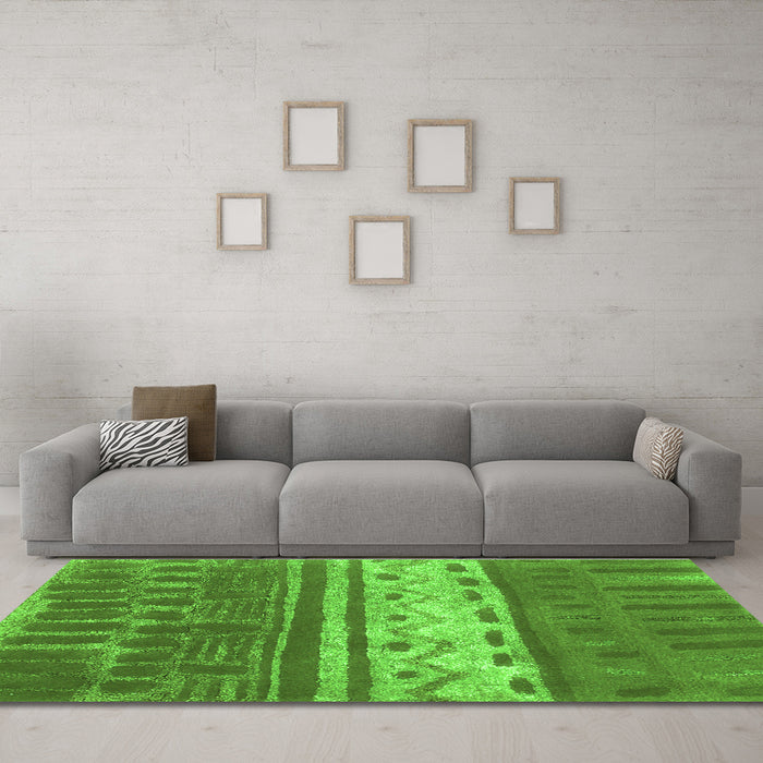 Machine Washable Southwestern Green Country Area Rugs in a Living Room,, wshcon2609grn