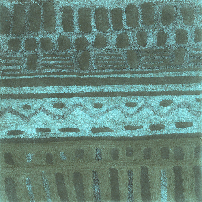 Square Machine Washable Southwestern Light Blue Country Rug, wshcon2609lblu