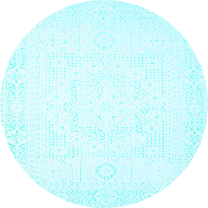 Round Machine Washable Solid Light Blue Modern Rug, wshcon260lblu