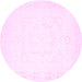 Round Machine Washable Solid Pink Modern Rug, wshcon260pnk