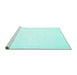 Sideview of Machine Washable Solid Turquoise Modern Area Rugs, wshcon260turq