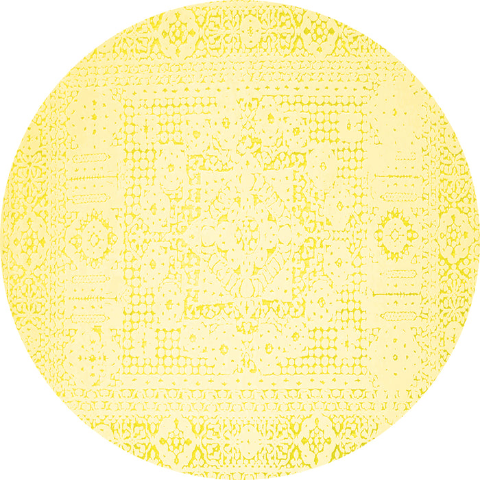 Round Solid Yellow Modern Rug, con260yw