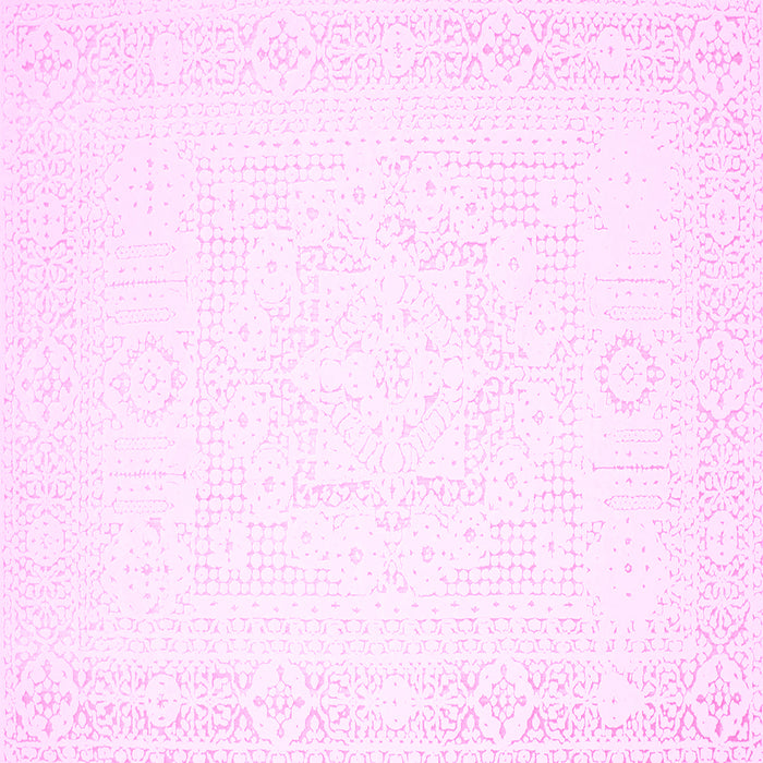 Square Machine Washable Solid Pink Modern Rug, wshcon260pnk