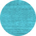 Round Abstract Light Blue Contemporary Rug, con2610lblu