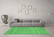 Machine Washable Abstract Emerald Green Contemporary Area Rugs in a Living Room,, wshcon2610emgrn