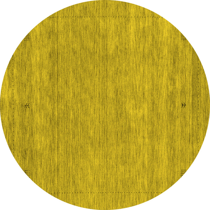 Round Abstract Yellow Contemporary Rug, con2610yw