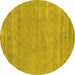 Round Abstract Yellow Contemporary Rug, con2610yw