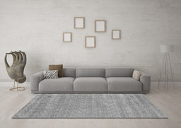 Machine Washable Abstract Gray Contemporary Rug in a Living Room,, wshcon2610gry