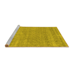 Sideview of Machine Washable Abstract Yellow Contemporary Rug, wshcon2610yw