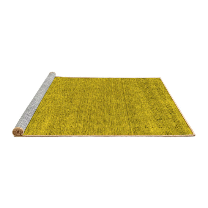 Sideview of Machine Washable Abstract Yellow Contemporary Rug, wshcon2610yw