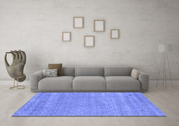 Machine Washable Abstract Blue Contemporary Rug in a Living Room, wshcon2610blu