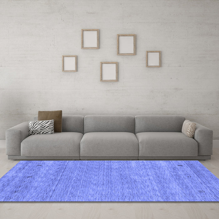Machine Washable Abstract Blue Contemporary Rug in a Living Room, wshcon2610blu