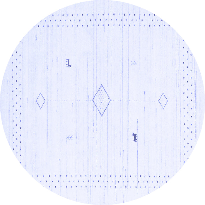 Round Machine Washable Solid Blue Modern Rug, wshcon2611blu