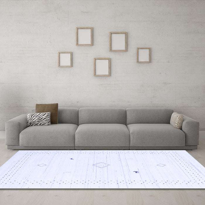 Machine Washable Solid Blue Modern Rug in a Living Room, wshcon2611blu