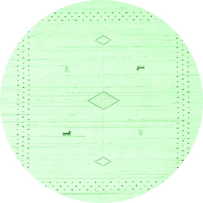 Round Machine Washable Solid Emerald Green Modern Area Rugs, wshcon2611emgrn