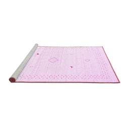 Sideview of Machine Washable Solid Pink Modern Rug, wshcon2611pnk