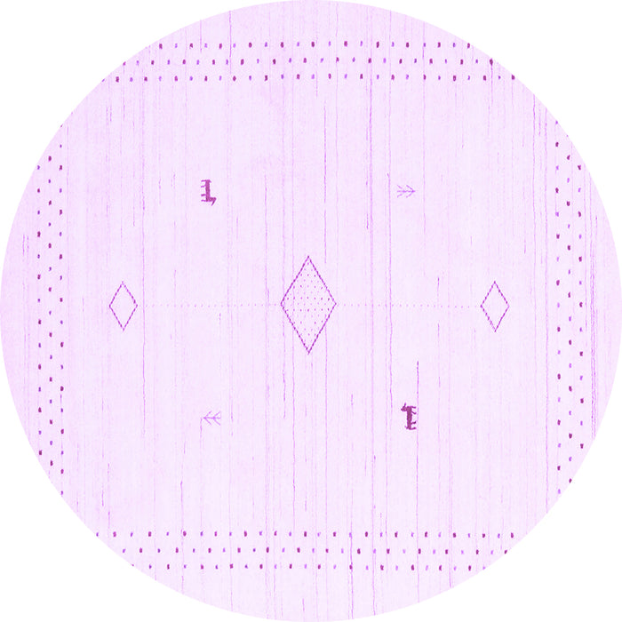 Round Machine Washable Solid Purple Modern Area Rugs, wshcon2611pur