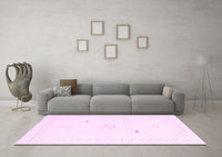 Machine Washable Solid Pink Modern Rug, wshcon2611pnk