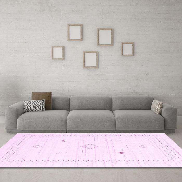 Machine Washable Solid Pink Modern Rug in a Living Room, wshcon2611pnk