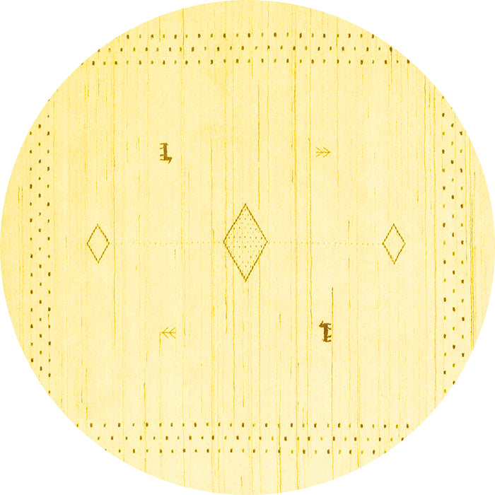 Round Solid Yellow Modern Rug, con2611yw