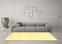 Machine Washable Solid Yellow Modern Rug in a Living Room, wshcon2611yw