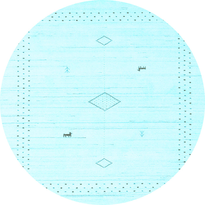 Round Solid Light Blue Modern Rug, con2611lblu