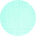 Round Machine Washable Solid Turquoise Modern Area Rugs, wshcon2612turq