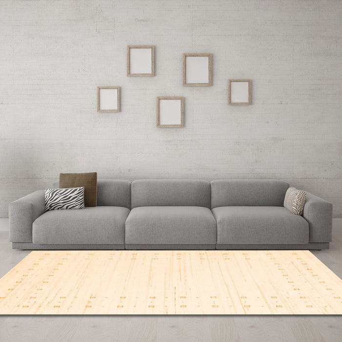 Machine Washable Solid Orange Modern Area Rugs in a Living Room, wshcon2612org