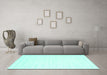 Machine Washable Solid Turquoise Modern Area Rugs in a Living Room,, wshcon2612turq