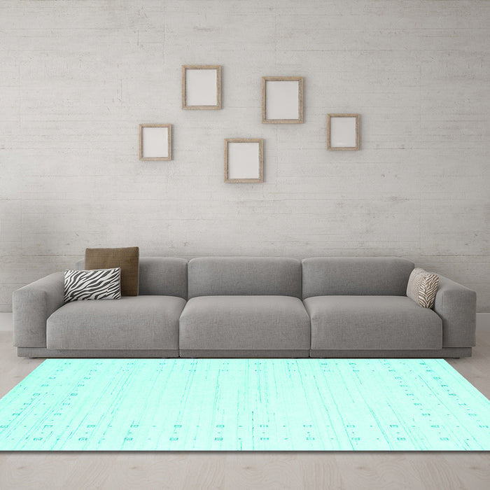 Machine Washable Solid Turquoise Modern Area Rugs in a Living Room,, wshcon2612turq