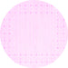 Round Machine Washable Solid Pink Modern Rug, wshcon2612pnk