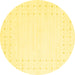 Round Machine Washable Solid Yellow Modern Rug, wshcon2612yw