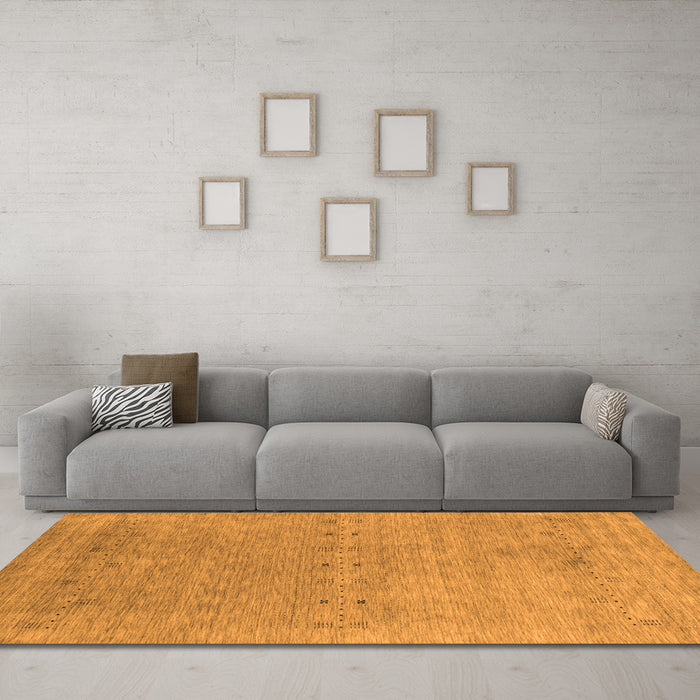 Machine Washable Abstract Orange Contemporary Area Rugs in a Living Room, wshcon2613org