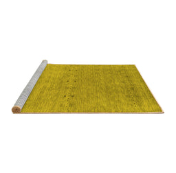 Sideview of Machine Washable Abstract Yellow Contemporary Rug, wshcon2613yw